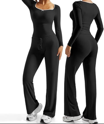 Bella Black Two Piece Flare Pant Set